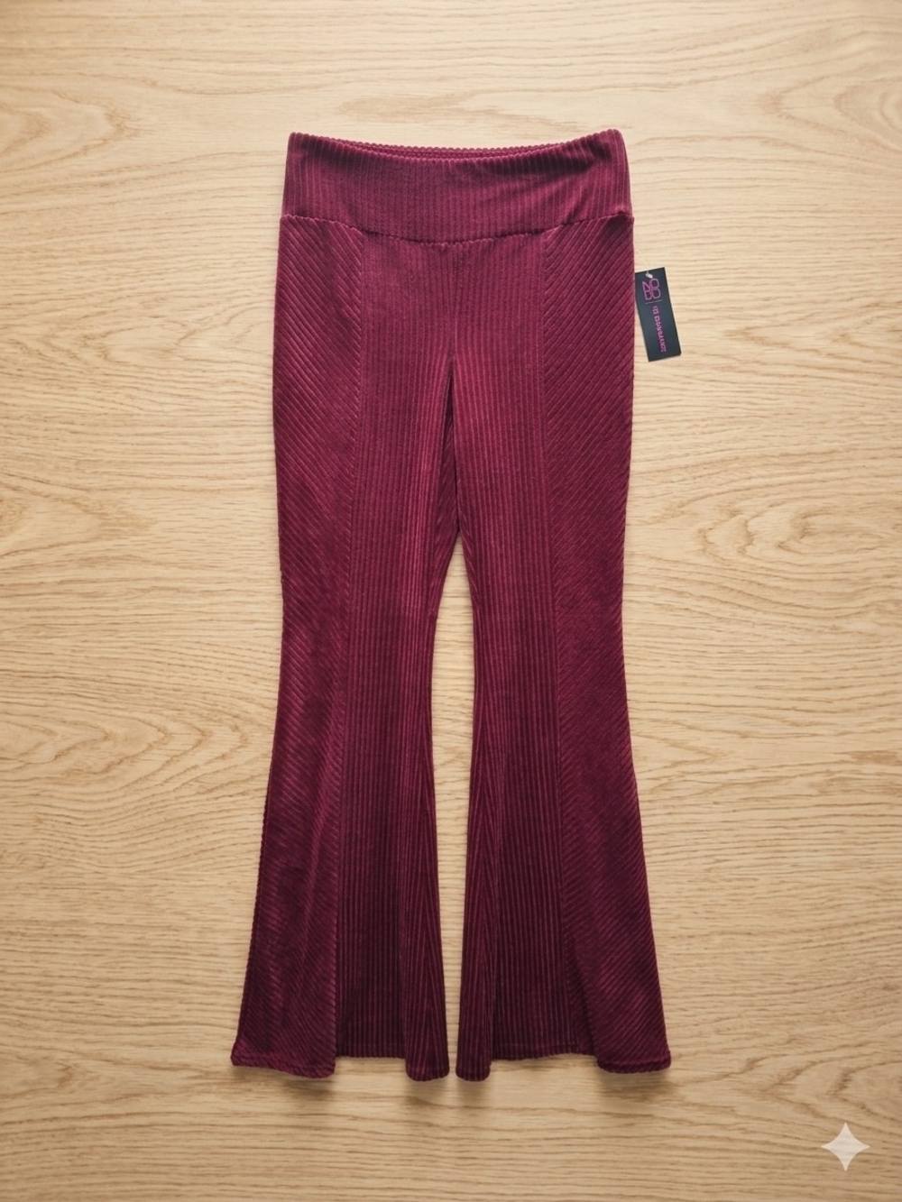 VINTAGE NWT No Boundaries Corduroy Flare Pants Small Retro 70s Wine Red HighRise